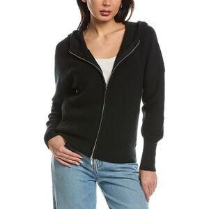 Wispr Womens  Lana Rib Detail Zip Hoodie, Black